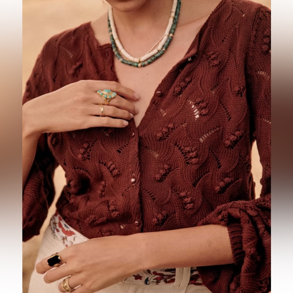 Sezane Marthe Jumper Cardigan, Hazelnut, XS